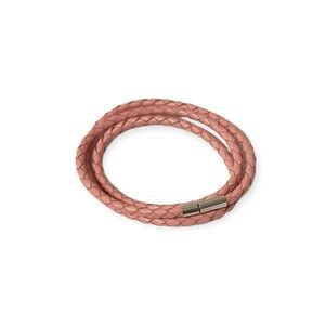 Pink Multi Wrap Leather Braided Bracelet Magnetic Closure NEW
